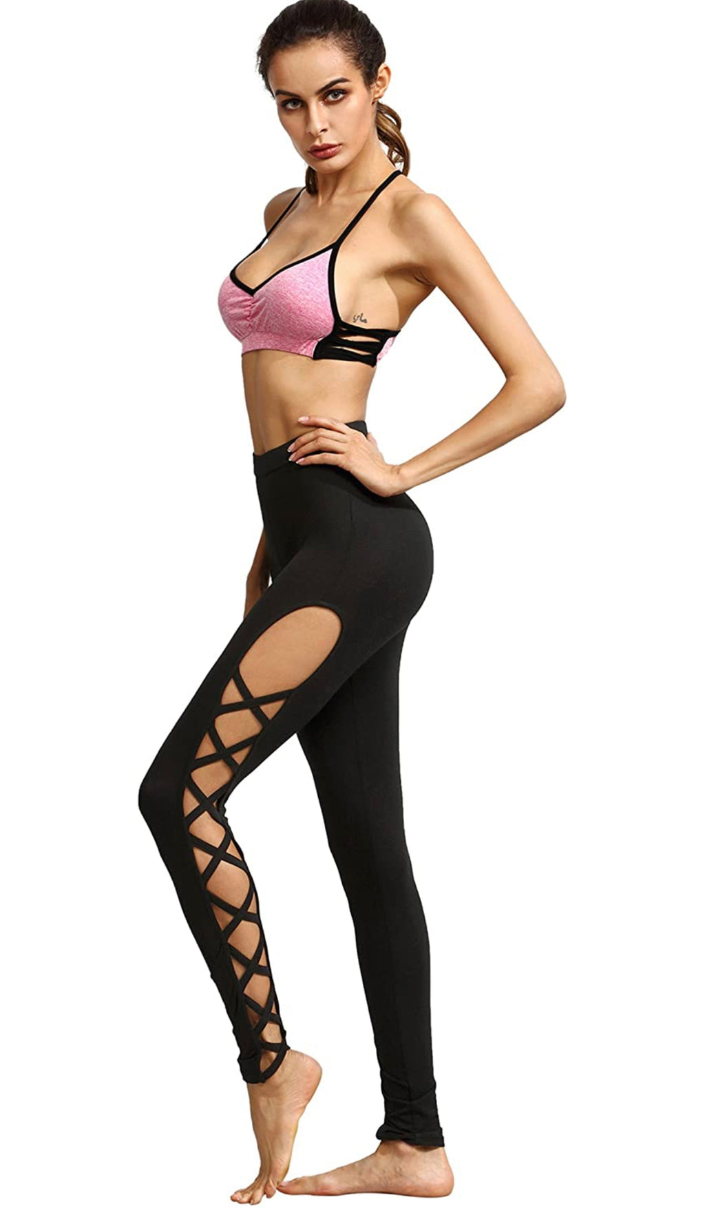 Leggings Women Yoga Workout Pants High Waist Cutout Tights