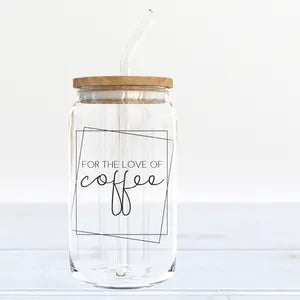 16 OZ | CAN GLASS W/ BAMBOO LID & STRAW (NOT SUBLIMATION)