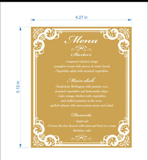 Custom acrylic Menu ($65 balance + $20 shipping)