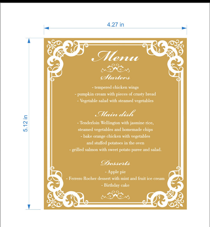 Custom acrylic Menu ($65 balance + $20 shipping)