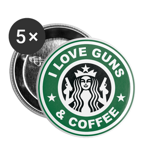 Guns & Coffee Buttons small 1'' (5-pack) - white