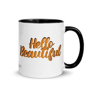 “Hello Beautiful” Mug with Color Inside