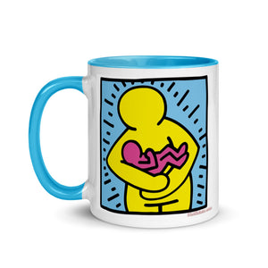 Mother & Baby Keith Haring Inspired Mug with Color Inside