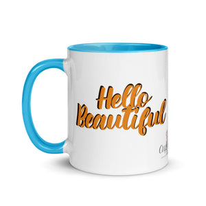 “Hello Beautiful” Mug with Color Inside