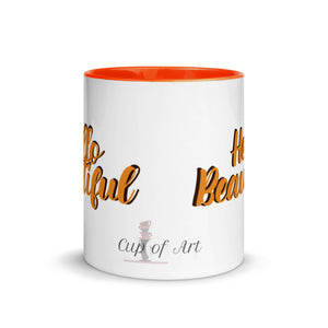“Hello Beautiful” Mug with Color Inside