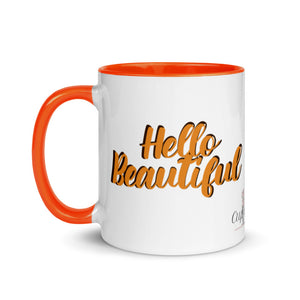 “Hello Beautiful” Mug with Color Inside