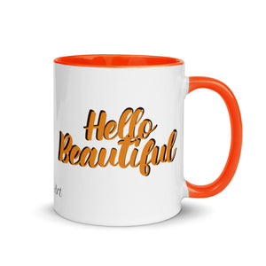 “Hello Beautiful” Mug with Color Inside