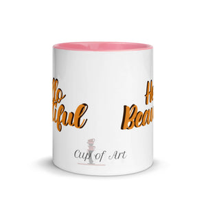 “Hello Beautiful” Mug with Color Inside