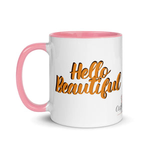 “Hello Beautiful” Mug with Color Inside