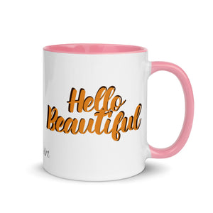 “Hello Beautiful” Mug with Color Inside