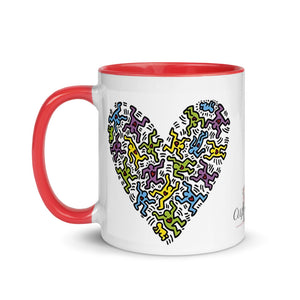 Keith Haring Inspired "Untitled, 1985" Heart - Mug with Color Inside