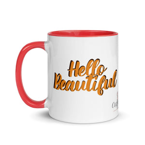 “Hello Beautiful” Mug with Color Inside