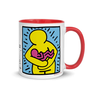 Mother & Baby Keith Haring Inspired Mug with Color Inside