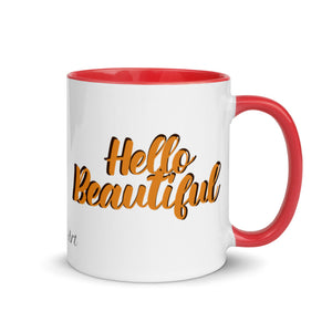 “Hello Beautiful” Mug with Color Inside