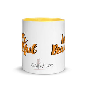 “Hello Beautiful” Mug with Color Inside
