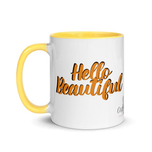 “Hello Beautiful” Mug with Color Inside