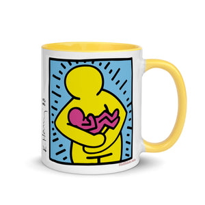 Mother & Baby Keith Haring Inspired Mug with Color Inside