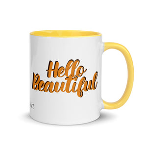 “Hello Beautiful” Mug with Color Inside